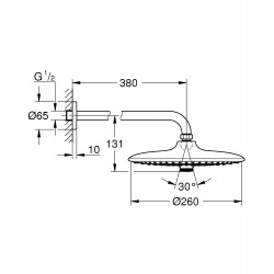  Euphoria 260 Ensemble douche de tête et bras plafonnier 380 mm, 3 jets (26459000)