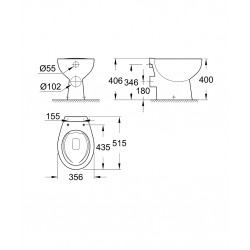  Bau Ceramic WC à poser, blanc alpin (39430000)