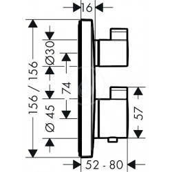  Ecostat Square Set de finition pour mitigeur thermostatique Square encastré avec robinet d'arrêt, chromé