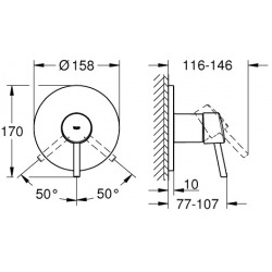  Concetto Mitigeur mécanique de douche, 1 sortie, Chrome (24053001)
