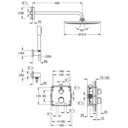  Set de douche Rainshower Cosmopolitan 310 avec thermostat encastré, chrome (34730000)