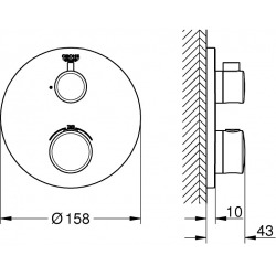  Mitigeur thermostatique de douche, chromé (24075000)