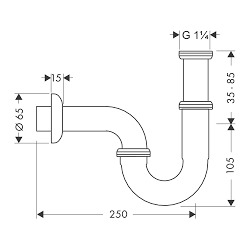 Hansgrohe Traps - Tuyau siphon 1 1/4 modèle standard, chrome (53002000)