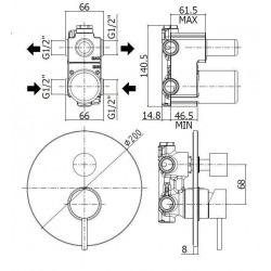  Mitigeur de douche encastré (LIG018NKNSP)
