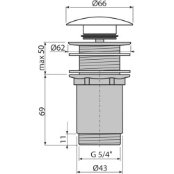  Bonde pour lavabo clic-clac 5/4 " Sans débordement (A395B)
