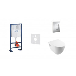 Grohe Rapid SL + Cuvette rimless SM26/abattant frein de chute + Plaque de commande + Set d'isolation phonique (AutoportantSM26)