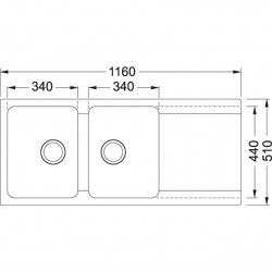 Orion OID 621 évier double bac avec égouttoir en Tectonite Carbone