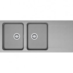 Franke Orion OID 621 - Evier de cuisine 2 bacs avec égouttoir, en Tectonite®, Gris (114.0383.649)