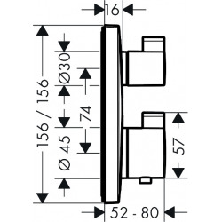  Set de finition pour mitigeur thermostatique encastré avec robinet d'arrêt et inverseur, noir mat (15714670)