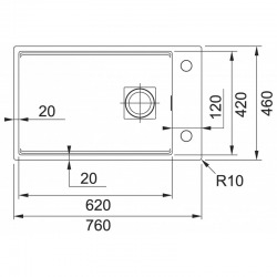  Kubus 2 KNG 110-62 Fragranit+ Évier de cuisine sous-plan Onyx