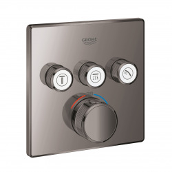 Grohe Grohtherm Smartcontrol Thermostatique pour installation encastrée 3 sorties, Hard graphite (29126A00)