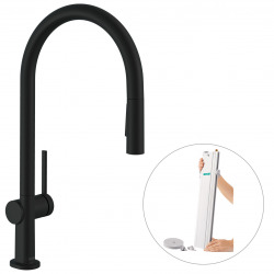  Talis M54 Mitigeur de cuisine 210, avec douchette extractible 2 jets, sBox, Noir mat (72801670)