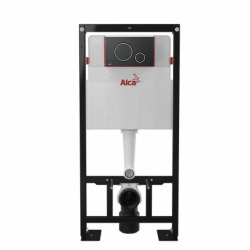 Alca Pack Bâti-support autoportant + Plaque noir mat double touche contour chrome (AM101/1120-DN100-2)