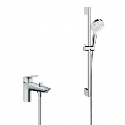 Hansgrohe Pack Logis Mitigeur bain/douche C2 monotrou avec cartouche à 2 vitesses + Set de douche Crometta Vario