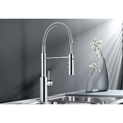  Catris-S Mitigeur pour évier avec douchette flexible double jet et bec orientable à 360°, Chromé (521476)