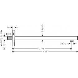  Bras de douche Square M 1/2" 389mm, Noir mat (27694670)
