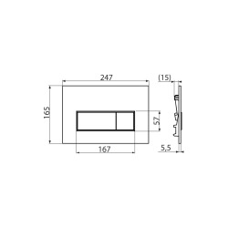  Plaque de commande double touche, Chrome brillant (M571)