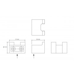  Nero Patère double rectangulaire en Laiton, Noir (135006230)