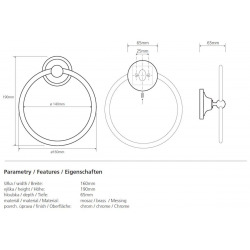  Ricordi Porte-serviettes anneau en Laiton, Chrome (OPTIMARIC60CR)
