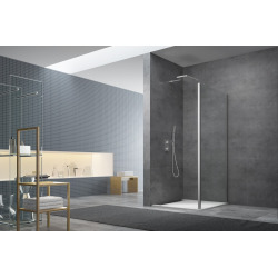 Swiss Aqua Technologies Tex Paroi latérale en verre transparent EasyClean + Profilé chrome, 100x195cm (SIKOSTENATEXD100)