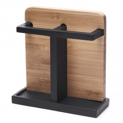 Optima Hombre Porte-brosse à dents en polyrésine et bois de bambou, Noir (HOM11)