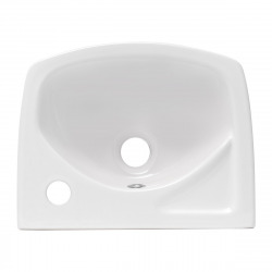 Lave-main avec 35x28 cm trou robinetterie à droite et trop-plein, Blanc (EUR913)