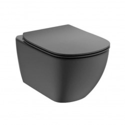  Tesi WC suspendu sans bride technologie AquaBlade + Abattant ultra-fin avec frein de chute, Noir mat (T3546V3)