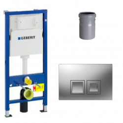 Geberit Ensemble bati-support Geberit Duofix UP100 + reservoir pour WC 112 cm + Plaque DELTA50 + Manchon de raccordement (458.103.00.1-2