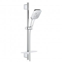 Grohe Rainshower Smartactive 130 Cube Barre de douche 60cm + Flexible 1,75m + Douchette à main 3 jets, Chrome (26583000)