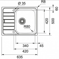  Spark SKN 611-63 Évier 63,5x50cm avec égouttoir réversible, Inox (SKN611-63)