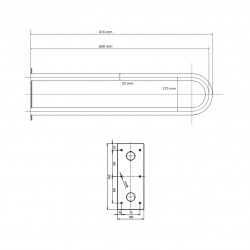 HELP Barre de maintien fixe 60cm, en forme de U, Acier Inoxydable, Inox (301122041)