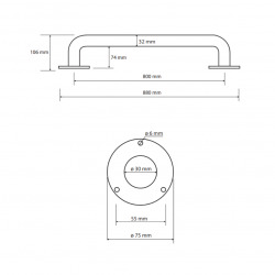 BEMETA Barre d’appui murale PMR HELP – 80 cm – Comaxite, Blanc (301100804)