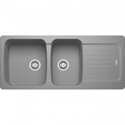 Franke Aveta AVD 621 Evier 116x50cm avec double cuve et égouttoir réversible, Fradura, Gris (AVD621SE)