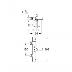  Grotherm 800 Cosmopolitan Mitigeur thermostatique bain/douche avec tête céramique 1/2, 180°, Chrome (34770000)