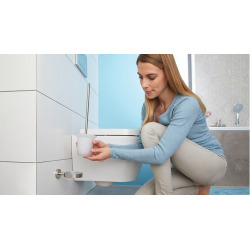  Moon Brosse WC en verre avec support mural en acier inoxydable mat, pose facile sans perçage (40302-00000-00)