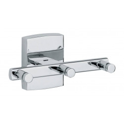 Klaam Crochet porte-serviette 3 têtes 6x12x5,5cm, Métal, Chrome, pose facile sans perçage (40262-00000-00)