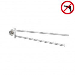 Tesa  Moon Porte-serviette 2 barres pivotantes 8,3x5x45,6cm, Métal mat, Chrome, pose facile sans perçage (40303-00000-00)