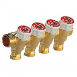 Giacomini Collecteur avec robinets d'arrêt 3 sorties nourrice mâle - femelle 3/4, 1/2 entraxe 35 mm (R585CY373)