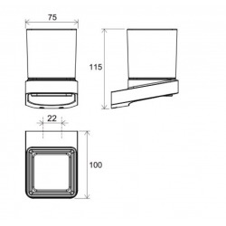 10° Porte brosse à dent fixation murale, Verre dépoli, Chrome (X07P321)