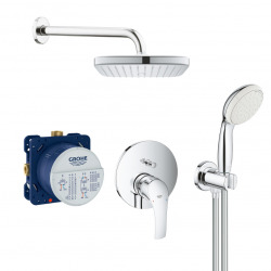 Grohe Eurosmart Set de douchE tout en 1 avec douche de tête 25cm + Douchette 2 jets, Chrome (25219001-VITALIO)