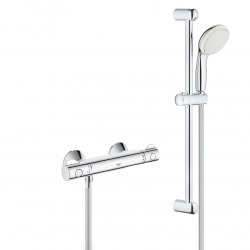 Grohe Grohtherm 800 Set Mitigeur thermostatique douche 1/2" + Douchette 2 jets + Barre de douche 60cm + Flexible (34558000-TEMPESTA)