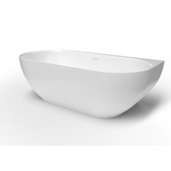 Lesly 170 x 82 cm Baignoire semi-îlot en marbre coulé, blanc (LE1700)