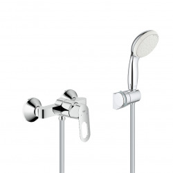 Grohe Set de douche Mitigeur mécanique Bauloop + Douchette à main 2 jets Tempesta 100 avec support mural, Chrome (23340000-Tempesta3)