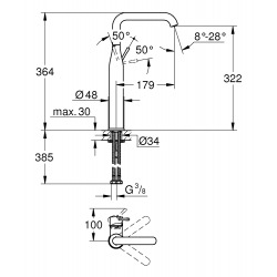  Essence Mitigeur monocommande taille XL, avec cartouche en céramique, Hard Graphite brossé (24170AL1)