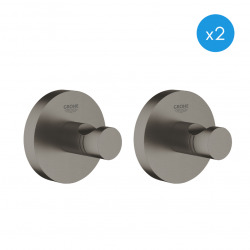 Grohe Essentials Lot de 2 crochets muraux, Hard Graphite Brossé (40364AL1-DuoEssential)