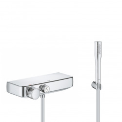 Grohe Set de douche Mitigeur Grohtherm SmartControl + Douchette Euphoria 1 jet avec support mural, Chrome (34719000-EUPHORIA)