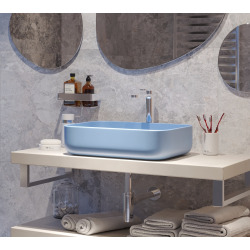 Swiss Aqua Technologies Infinitio Vasque à poser 50x39 cm, sans trop-plein, Bleu mat (SATINF5039LBLM)