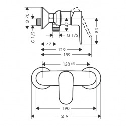  Vernis Blend Mitigeur de douche avec cartouche en céramique, Chrome (71640000)