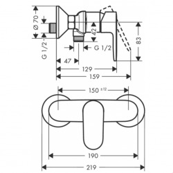  Vernis Blend Mitigeur douche avec cartouche à 2 vitesses, Chrome (71646000)