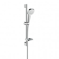 Hansgrohe Croma Select E Set de douche, douchette Vario 3 jets, avec porte-savon, barre de douche 65cm, Chrome (26586400)